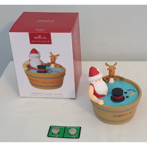 Hallmark Keepsake Ornament 2022 Warmest Holiday Wishes Santa in Hot Tub Musical - Picture 2 of 11